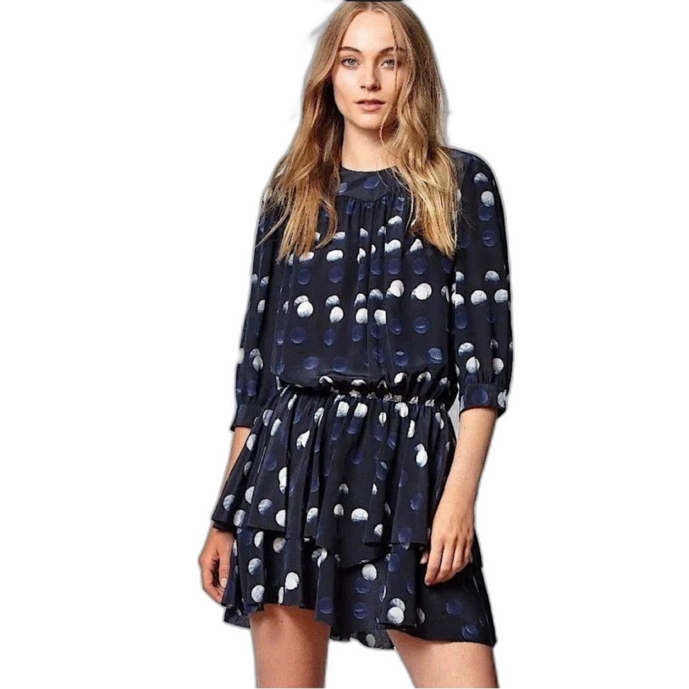 Zadig & Voltaire Rooka Dot Mini Silk Dress washable Marine XS - Picture 16 of 16